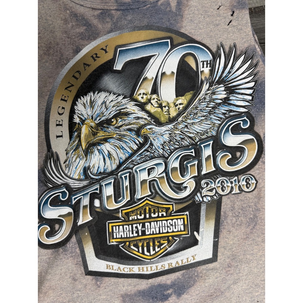 Harley Davidson Sturgis 2010 70th Anniversary Tank Top Distressed Acid Wash XL - Picture 3 of 4